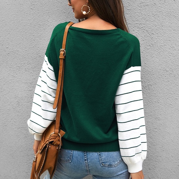🆕🌼V Neck Long Sleeve Sweater Forest - Picture 6 of 8